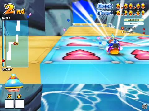 Weeny on a blue Kanga hitting boost arrows