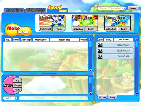 The game's lobby running in a web browser